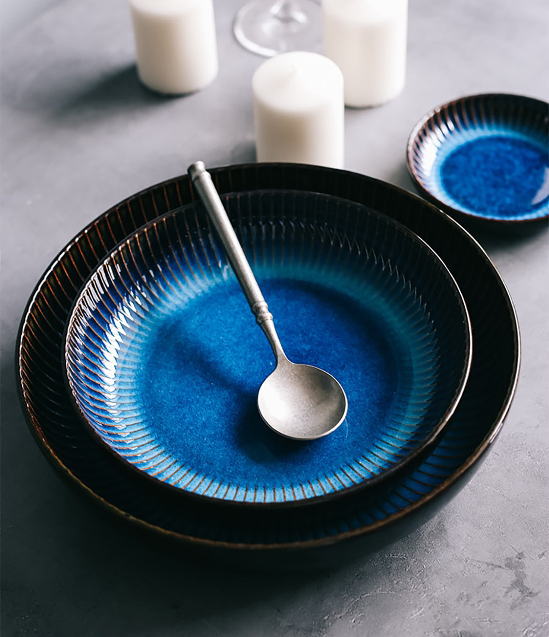 Irregular Dinner Plates Creative Fancy Glaze Dinnerware Black Blue Splicing  Ceramic Plate Household Dishes Platos De Cena