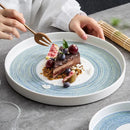 Artisan Blue Brushstroke Ceramic Plate Elegant Dining Enhancer
