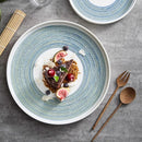 Artisan Blue Brushstroke Ceramic Plate Elegant Dining Enhancer