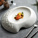 Asymmetric Fine Dining White Ceramic Plate