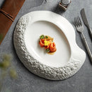 Asymmetric Fine Dining White Ceramic Plate