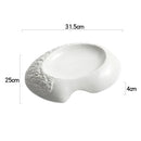Asymmetric Fine Dining White Ceramic Plate