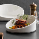 Asymmetrical White Slanted Bowl Plate for Modern Dining