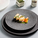 Ceramic Flat Steak Plate White and Black