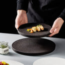 Ceramic Flat Steak Plate White and Black