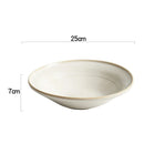 Cream Ribbed Ceramic Bowl for Pasta & Soup