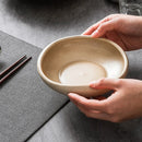 Deep Rounded Beige Ceramic Plate