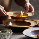 Earth Tone Ceramic Glazed Soup Pasta Plate