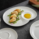 Elegant White Porcelain Plate with Sauce Dip Feature