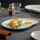 Elegant White Porcelain Plate with Sauce Dip Feature