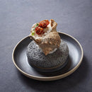 Matte Black Ceramic Underplate with Rustic Rim for Gourmet Plating