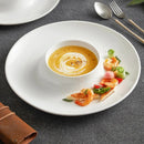 Modern White Soup & Tasting Plate with Integrated Bowl Center