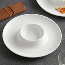 Modern White Soup & Tasting Plate with Integrated Bowl Center