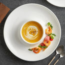 Modern White Soup & Tasting Plate with Integrated Bowl Center