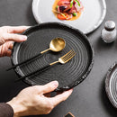 Textured Ripple-Pattern Ceramic Plate