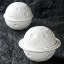 White Ceramic Lidded Moon Surface Covered Bowl