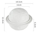 White Ceramic Lidded Moon Surface Covered Bowl