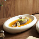 White Oval Ceramic Plate for Exquisite Fish Presentations