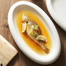 White Oval Ceramic Plate for Exquisite Fish Presentations