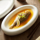 White Oval Ceramic Plate for Exquisite Fish Presentations