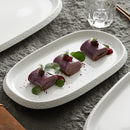 White Oval Serving Plate with Textured Rim for Elegant Dining