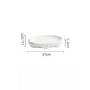 White Rustic Oval Plate with Textured Stone Edge