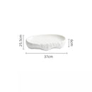 White Rustic Oval Plate with Textured Stone Edge