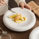 White Textured Rim Ceramic Plate for Food Plating