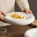 White Textured Rim Ceramic Plate for Food Plating