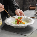 White Textured Wave-Edge Ceramic Plate