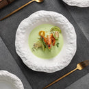 White Textured Wave-Edge Ceramic Plate