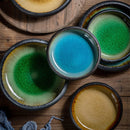 Ice Split Glaze Blue Ceramic Plates