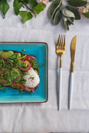 Ice Cracking Glaze Blue Ceramic Plates