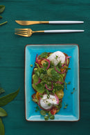 Ice Cracking Glaze Blue Ceramic Plates