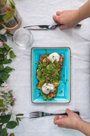 Ice Cracking Glaze Blue Ceramic Plates