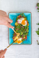 Ice Cracking Glaze Blue Ceramic Plates