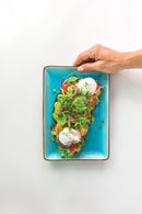 Ice Cracking Glaze Blue Ceramic Plates