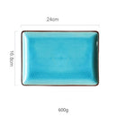 Ice Cracking Glaze Blue Ceramic Plates