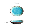 Ice Cracking Glaze Blue Ceramic Plates