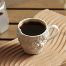 2 Pieces White Textured Ceramic Coffee Mug, Hammered Finish