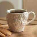 2 Pieces White Textured Ceramic Coffee Mug, Hammered Finish