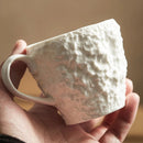 2 Pieces White Textured Ceramic Coffee Mug, Hammered Finish