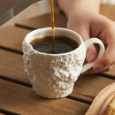 2 Pieces White Textured Ceramic Coffee Mug, Hammered Finish