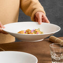 2 Sizes Ribbed White Ceramic Plate