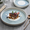 Artisan Blue Brushstroke Ceramic Plate Elegant Dining Enhancer