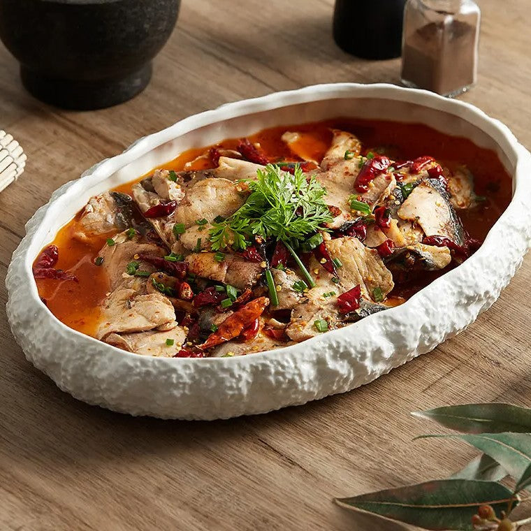 Artisan White Oval Ceramic Plate Elevate Your Dining Experience