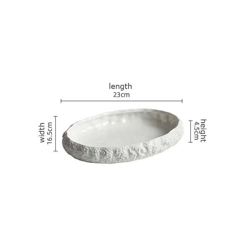 Artisan White Oval Ceramic Plate Elevate Your Dining Experience