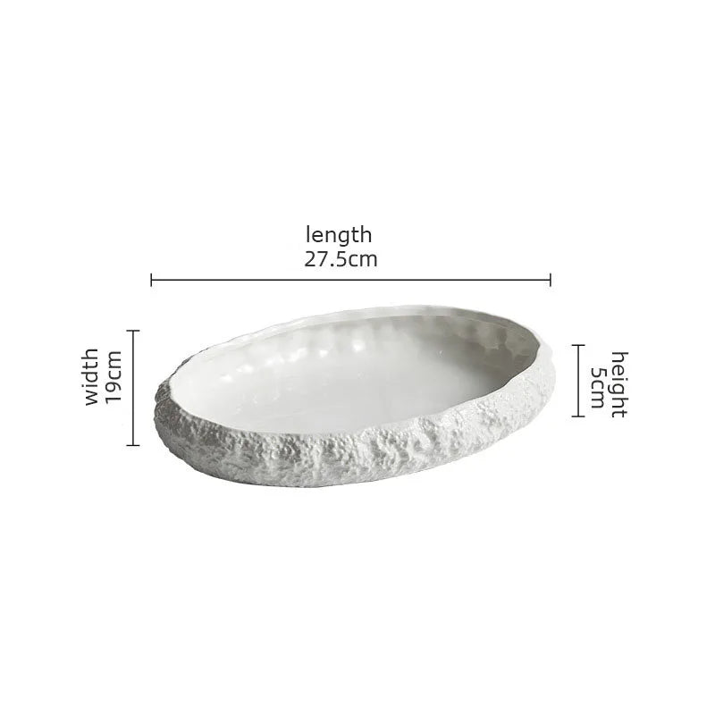 Artisan White Oval Ceramic Plate Elevate Your Dining Experience