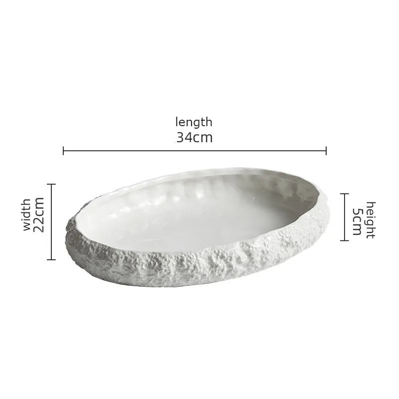 Artisan White Oval Ceramic Plate Elevate Your Dining Experience