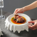 Artistic Ceramic Plate with Fluid Rim
